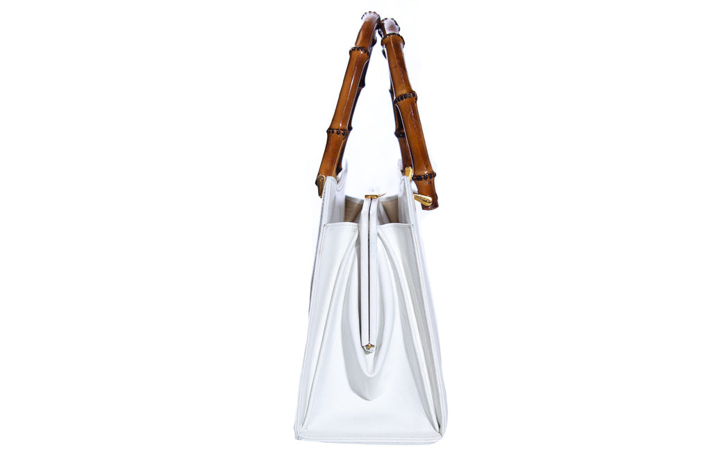 Martin Van Schaak White Bamboo Handle Handbag
