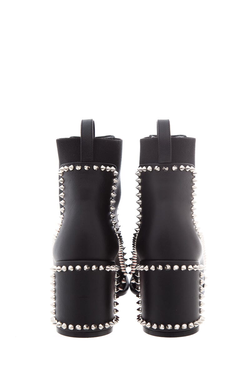 Christian Louboutin Black Outline Spike Leather Booties SZ 37