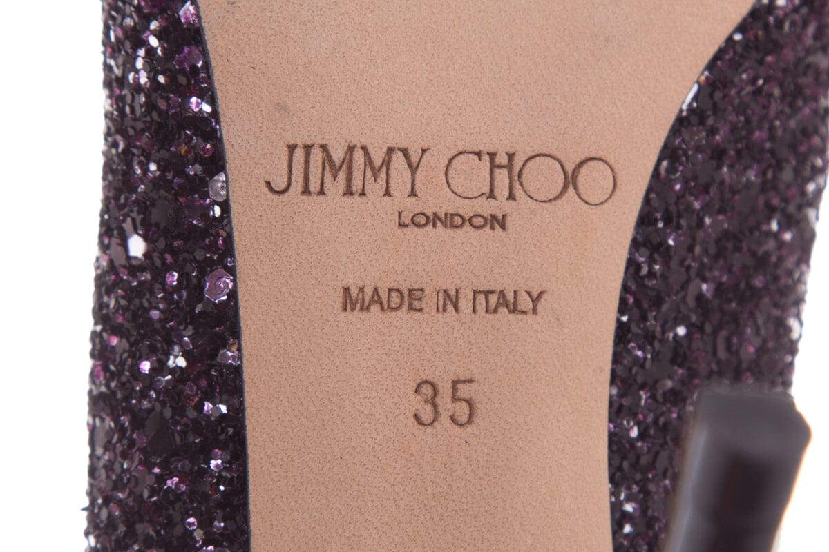 Jimmy Choo Romy Black & Pink Glitter Heels SZ 35