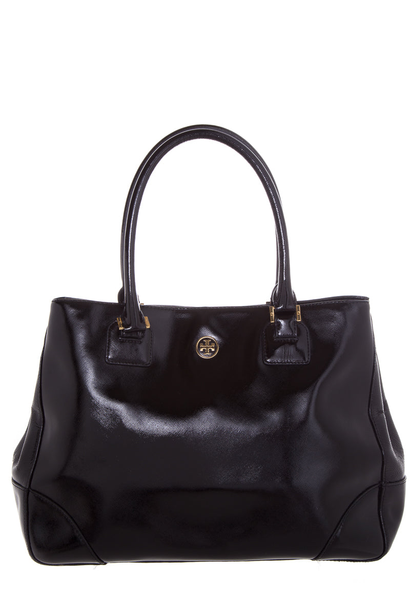 Tory Burch Black Patent  Leather Tote