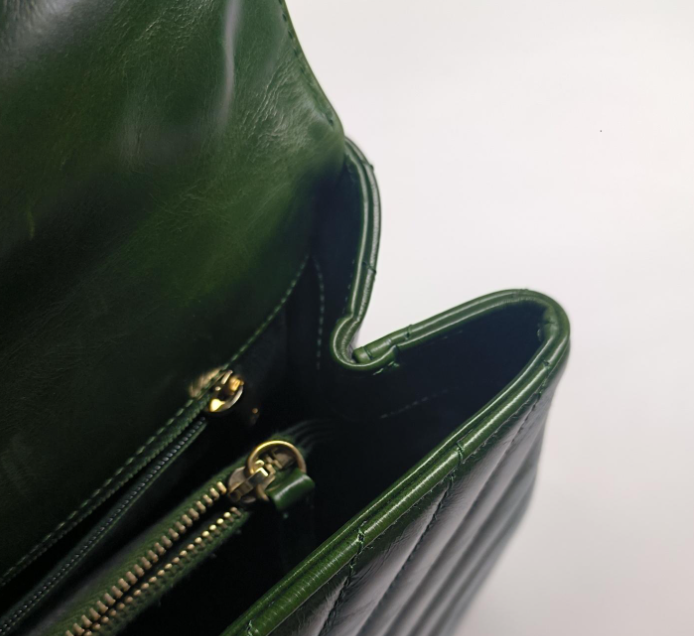 Preloved Chanel Coco Handle Bag Maxi Green 250105781012547