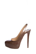 Christian Louboutin Bronze Patent Leather Slingback Heels SZ 38