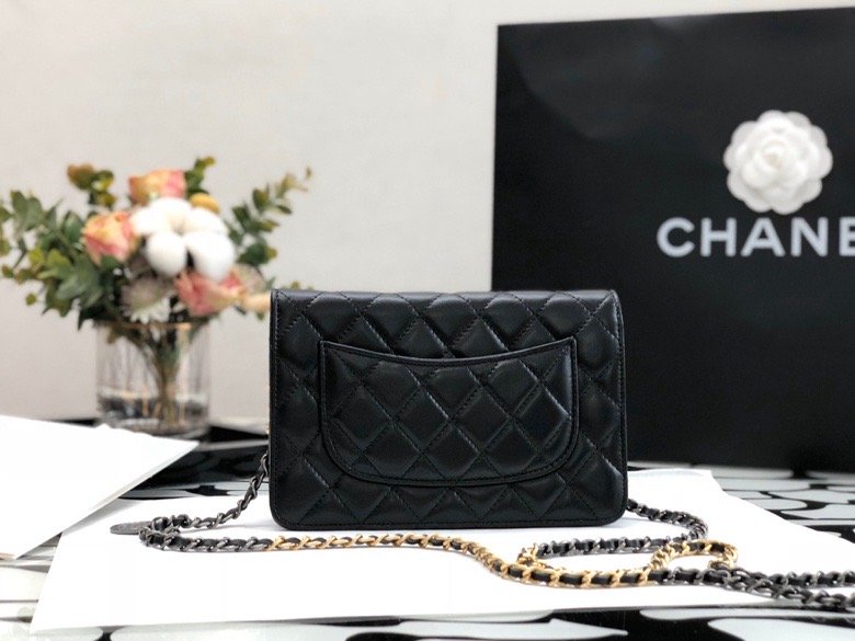 CHL Flap Bag Gold Toned Hardware Black For Women 7.4in/19cm