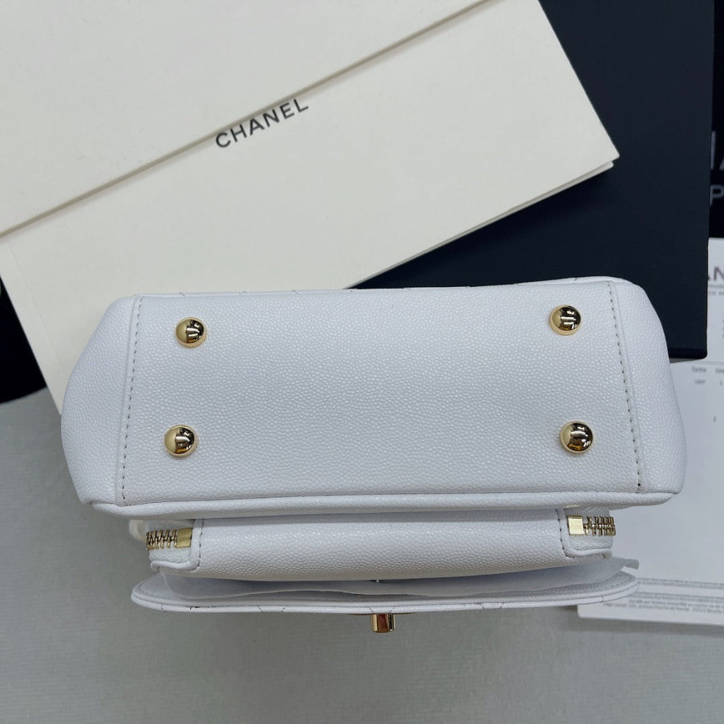 CHLMini GlamIap Bag Top Handle White For Women 7.5in/19cm