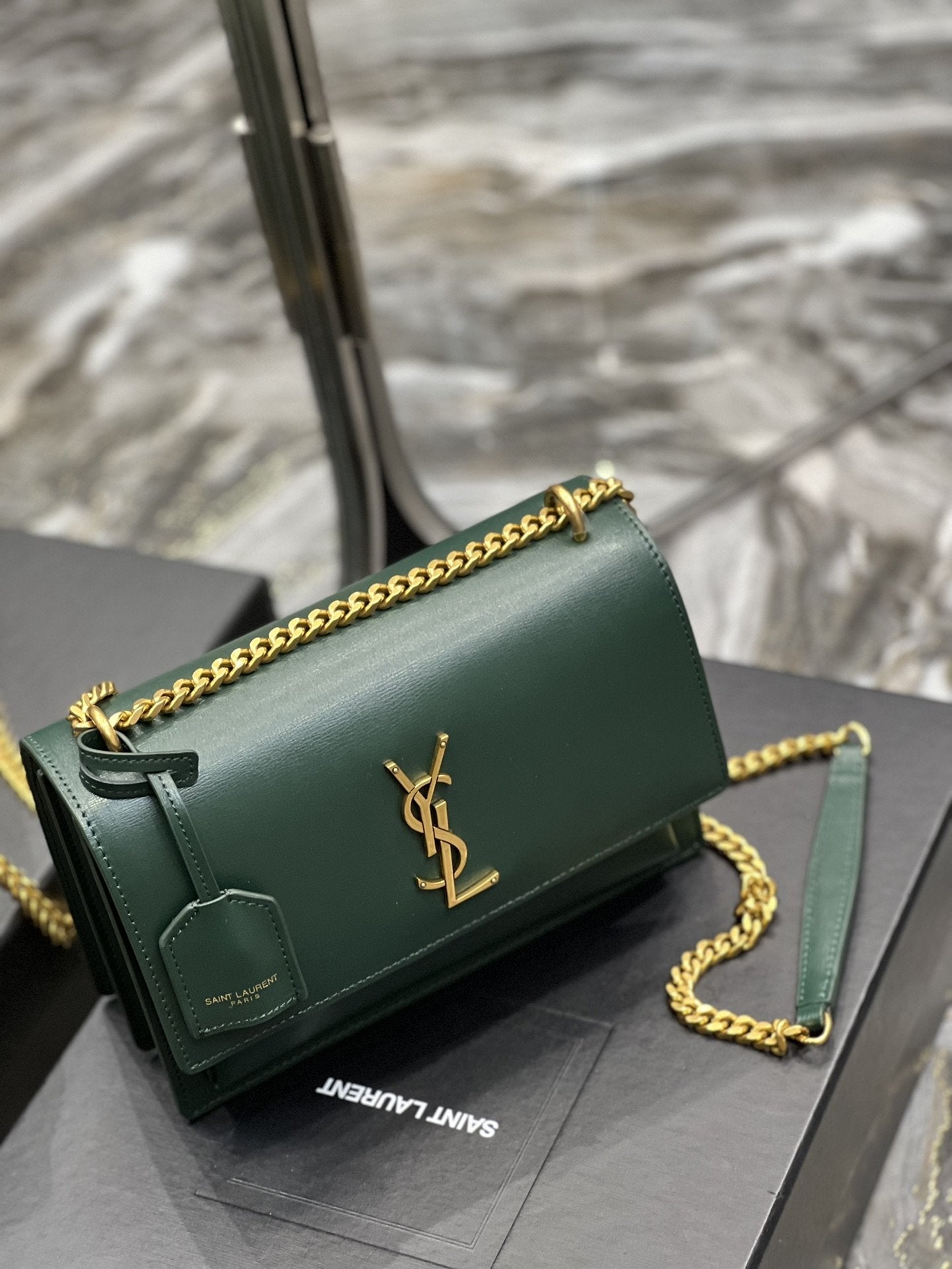 GLAMI Sunset MeGLAMIum Chain Bag For Women 8.6in/22cm Green YSL
