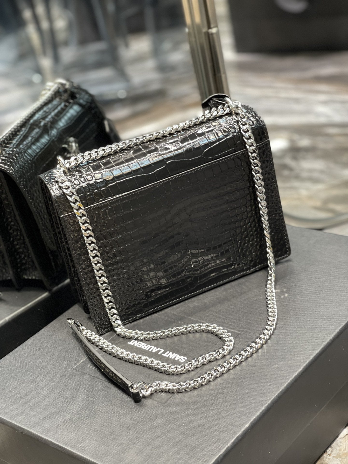 GLAMI Sunset MeGLAMIum Chain Bag Black For Women 8.6in/22cm YSL 442906DND0U1000