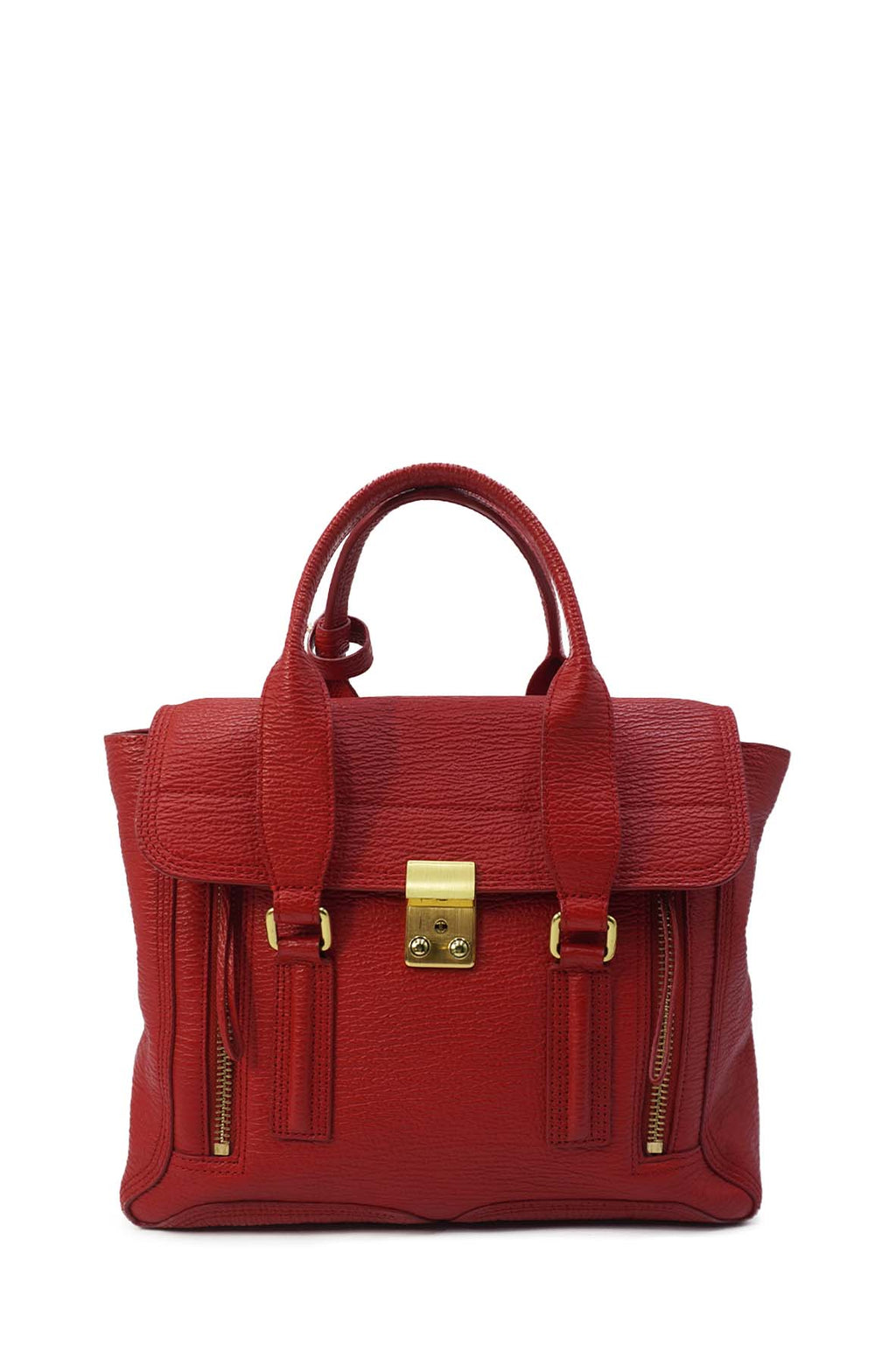 Medium Pashli Satchel Leather Handle Bag Red