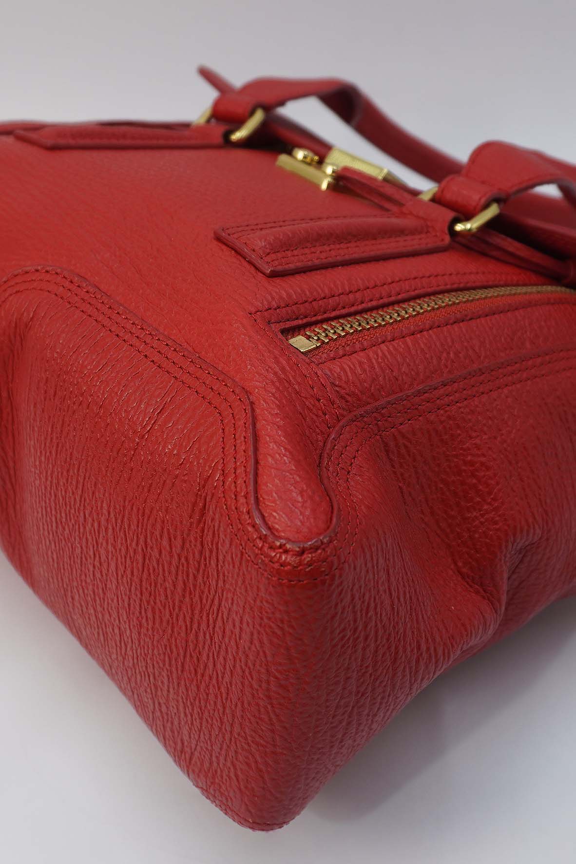 Medium Pashli Satchel Leather Handle Bag Red