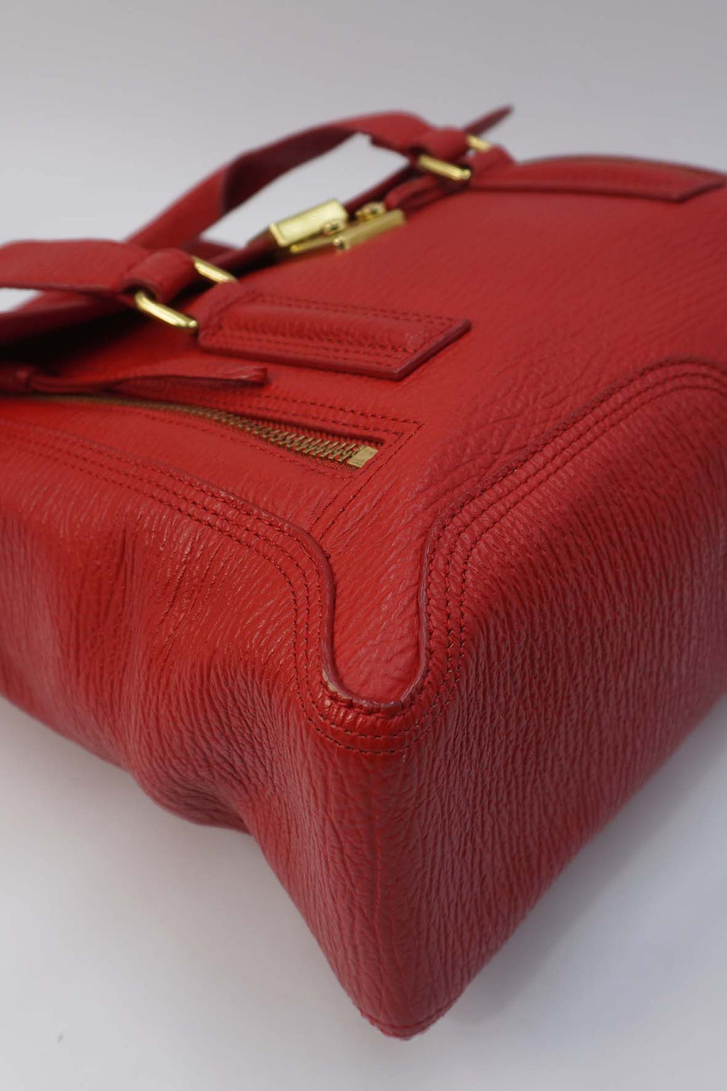 Medium Pashli Satchel Leather Handle Bag Red