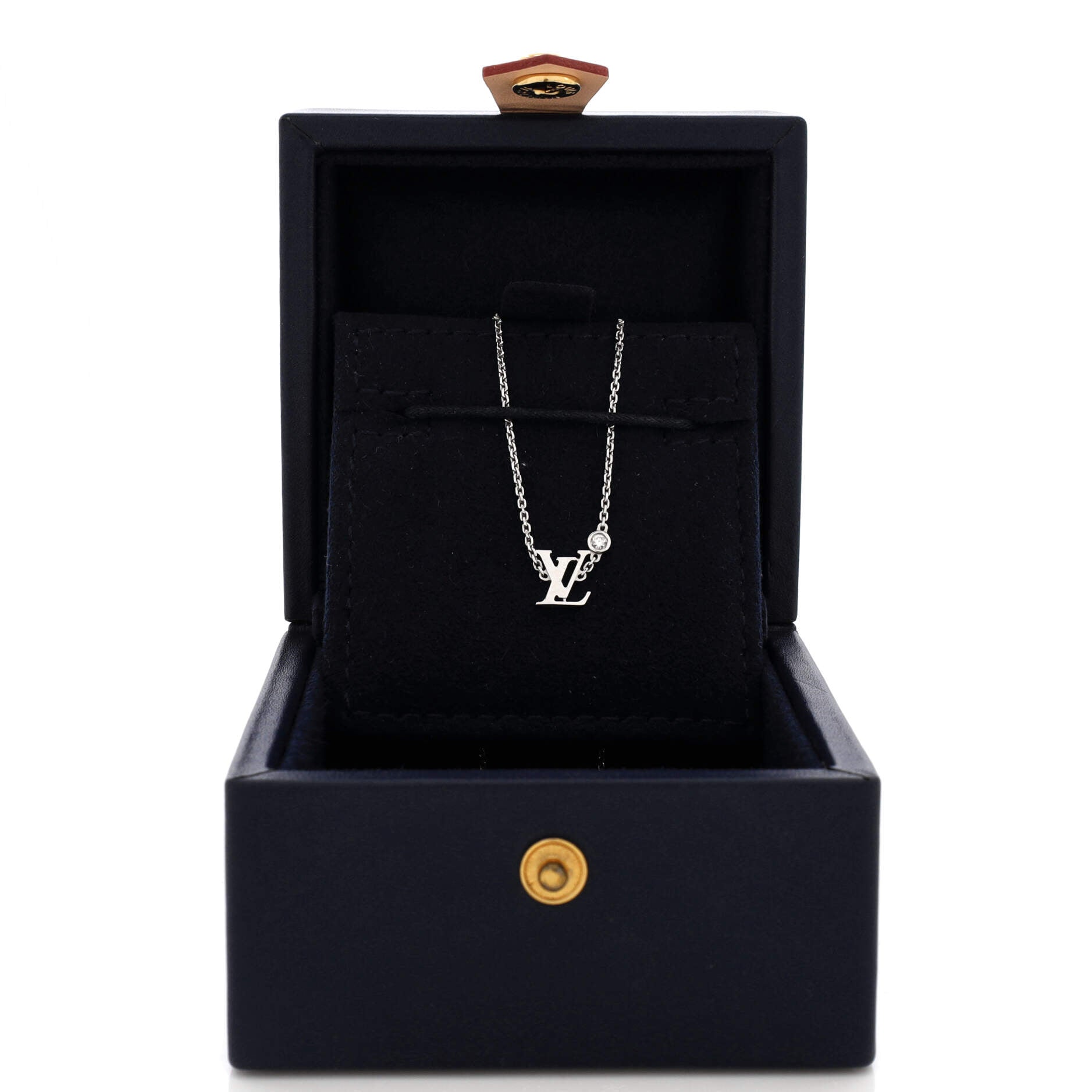 Louis Vuitton Idylle Blossom LV Pendant Necklace 18K White Gold with Diamond