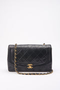 Vintage Chanel Diana Black Single Flap with 24k gold plated hardware