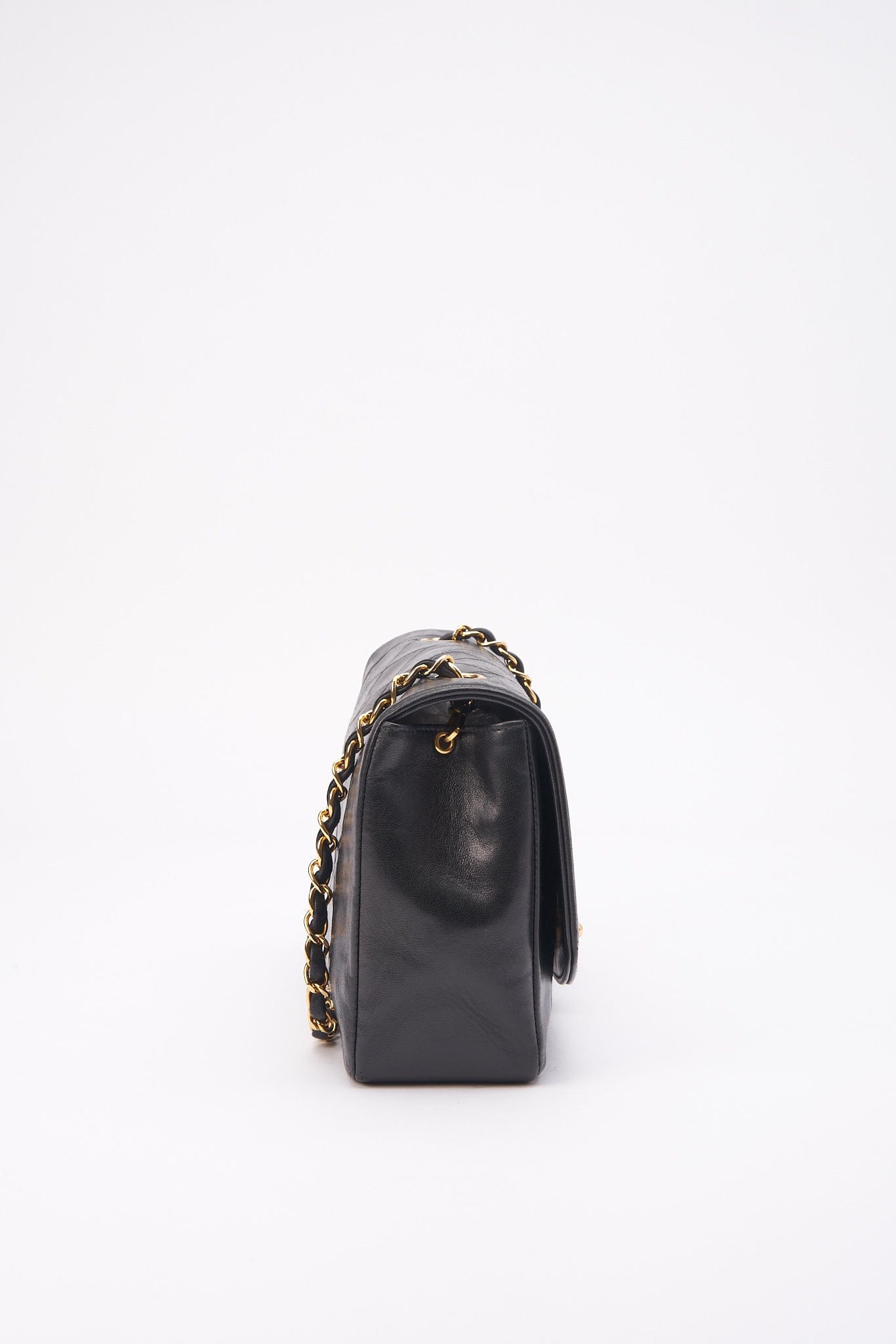Vintage Chanel Diana Black Single Flap with 24k gold plated hardware