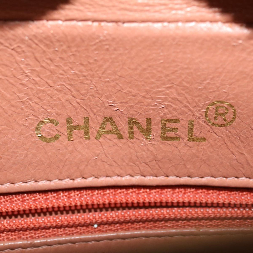 CHANEL Diana Turn Lock Chain Shoulder Bag Linen Fringe Pink CC 30153A