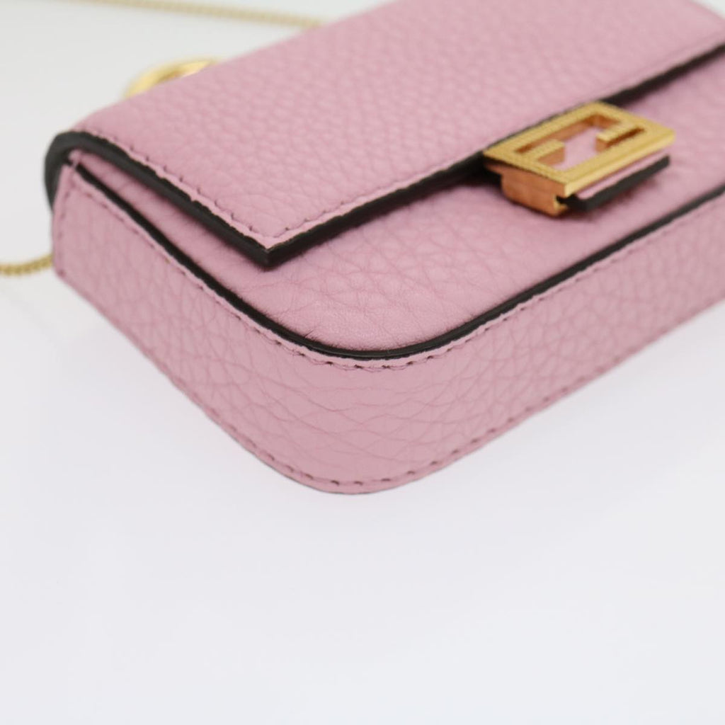 FENDI Chain Nano baguette Pouch Leather Pink 30212A