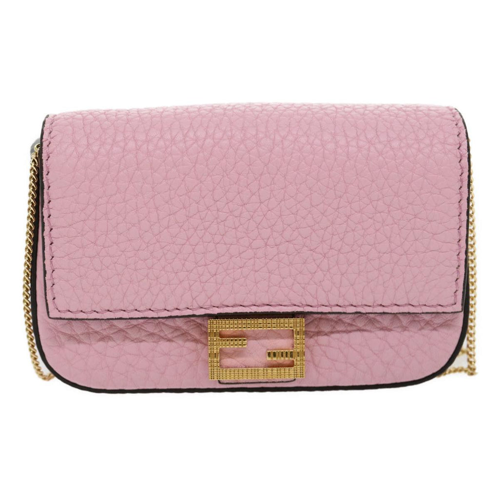 FENDI Chain Nano baguette Pouch Leather Pink 30212A