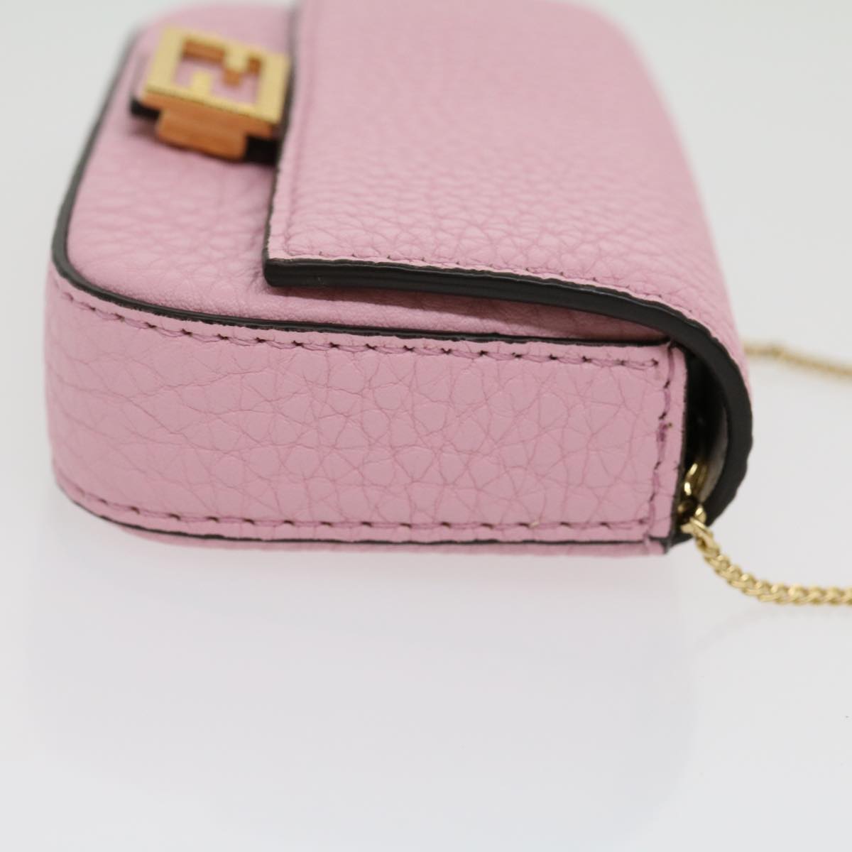 FENDI Chain Nano baguette Pouch Leather Pink 30212A