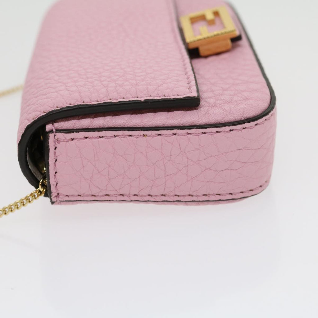 FENDI Chain Nano baguette Pouch Leather Pink 30212A