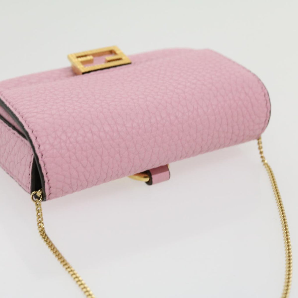 FENDI Chain Nano baguette Pouch Leather Pink 30212A