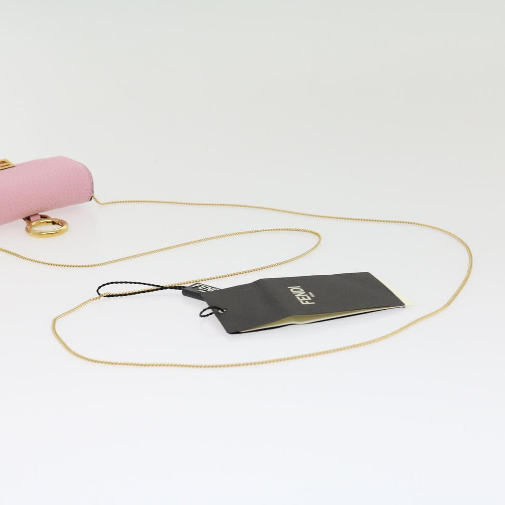 FENDI Chain Nano baguette Pouch Leather Pink 30212A