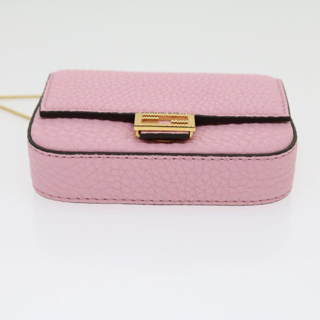 FENDI Chain Nano baguette Pouch Leather Pink 30212A
