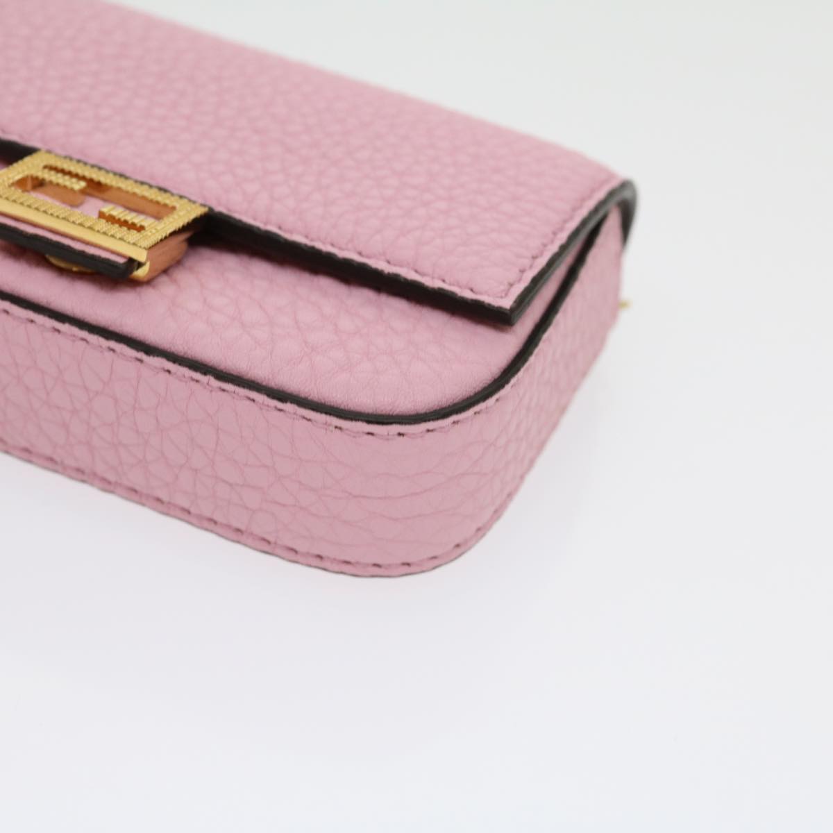 FENDI Chain Nano baguette Pouch Leather Pink 30212A