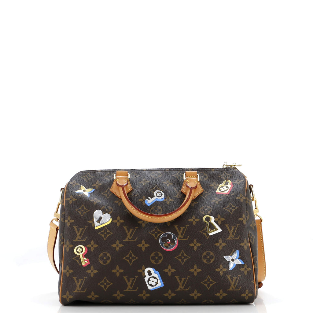 Louis Vuitton Speedy Bandouliere Bag Limited Edition Love Lock Monogram Canvas 30