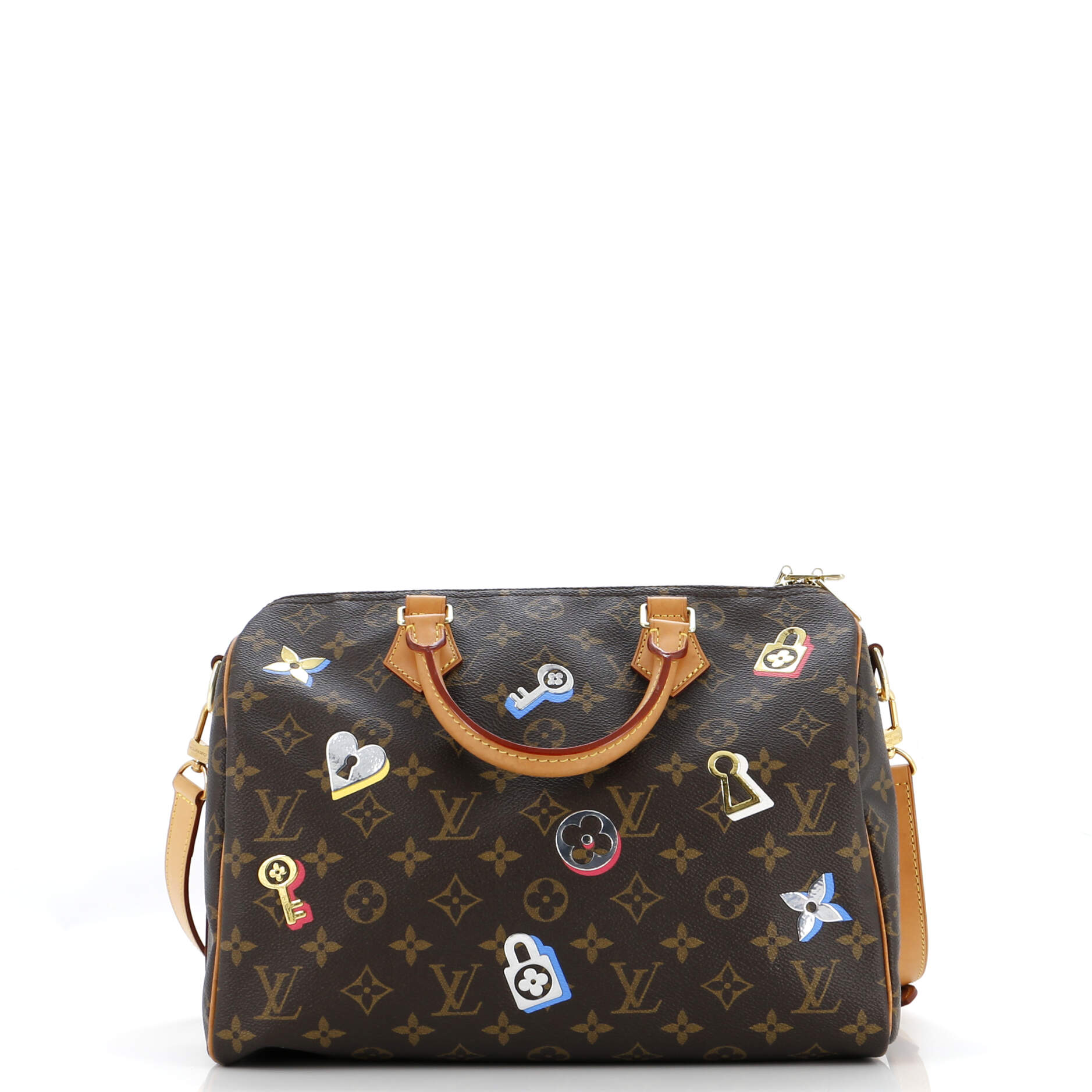 Louis Vuitton Speedy Bandouliere Bag Limited Edition Love Lock Monogram Canvas 30