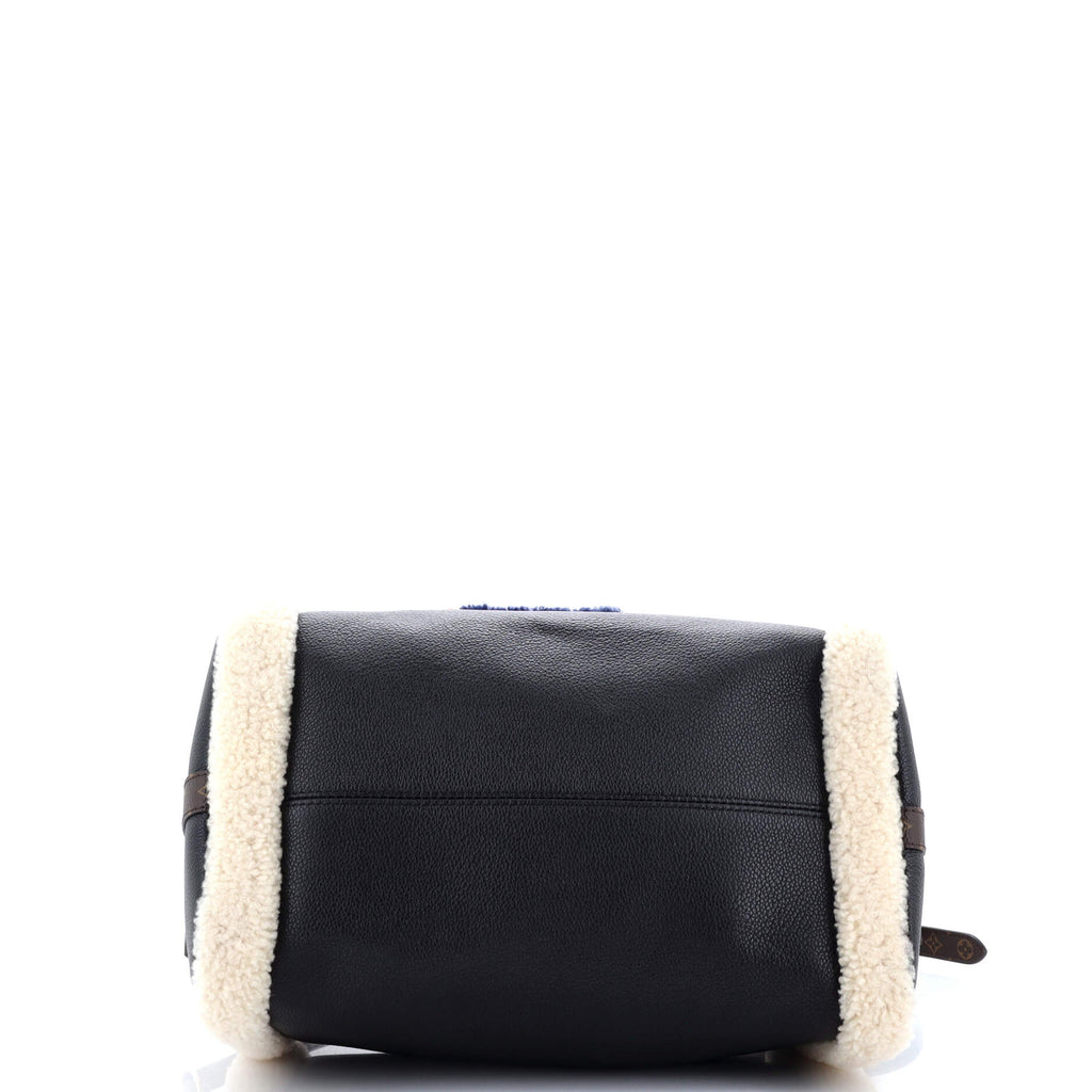 Louis Vuitton Speedy Bandouliere Bag Leather and Monogram Teddy Shearling 30