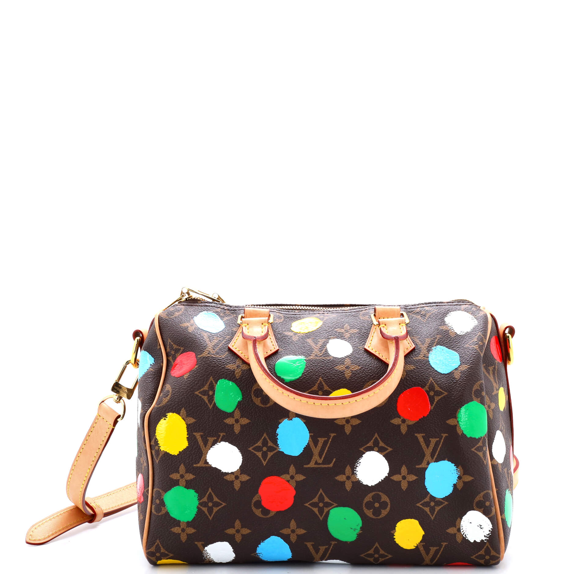Louis Vuitton Speedy Bandouliere Bag Yayoi Kusama Painted Dots Monogram Canvas 25