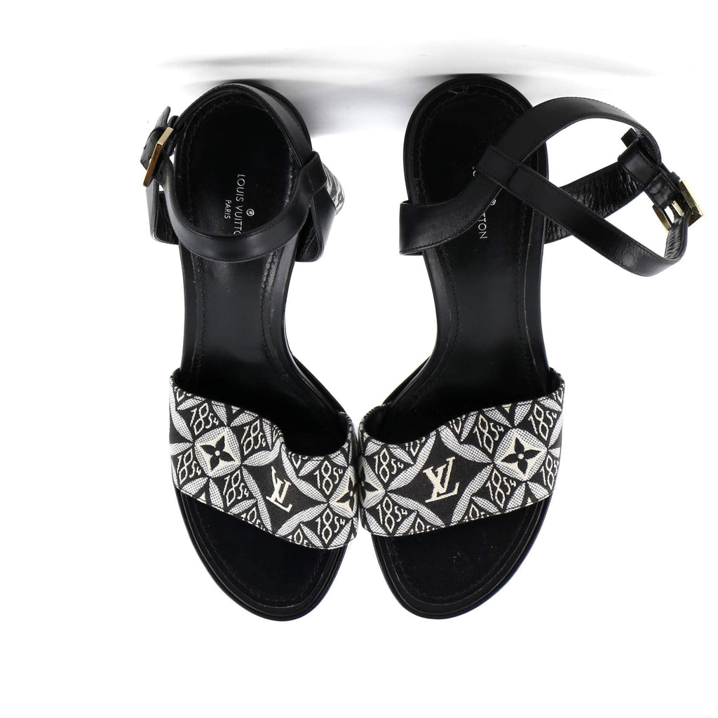 Louis Vuitton Women's Podium Platform Heeled Sandals Limited Edition Since 1854 Monogram Jacquard