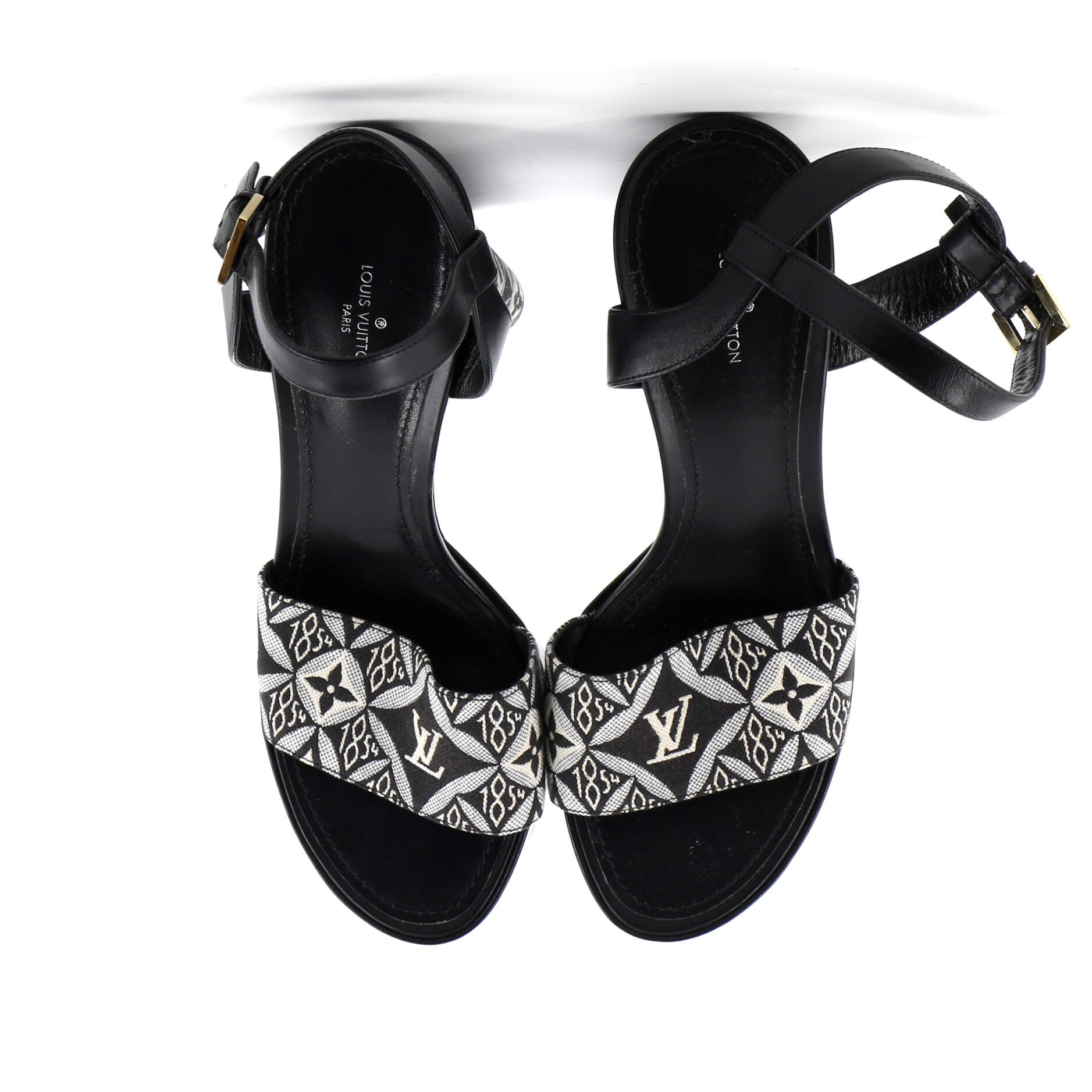 Louis Vuitton Women's Podium Platform Heeled Sandals Limited Edition Since 1854 Monogram Jacquard