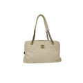 Chanel Vintage Quilted Calfskin Leather Crown CC Tote