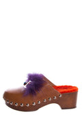 Fendi Brown Square Eye Clogs SZ 38.5
