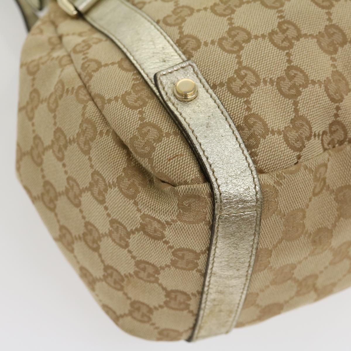 GUCCI GG Canvas Shoulder Bag Beige Silver 30333