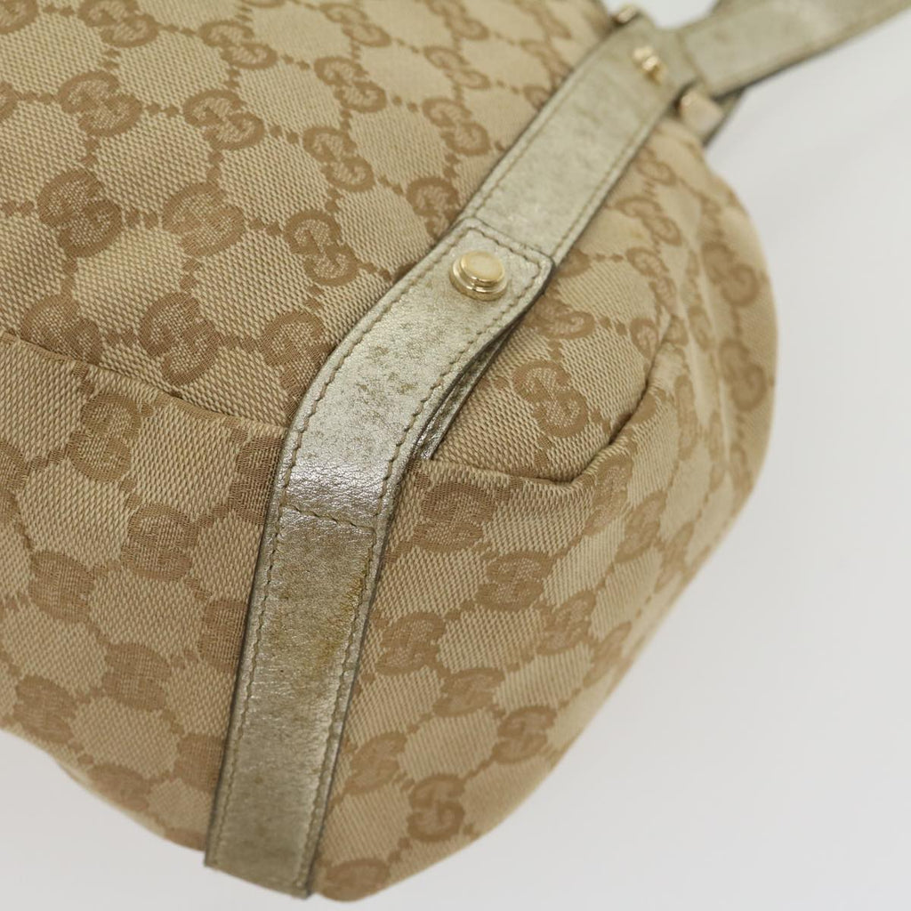 GUCCI GG Canvas Shoulder Bag Beige Silver 30333