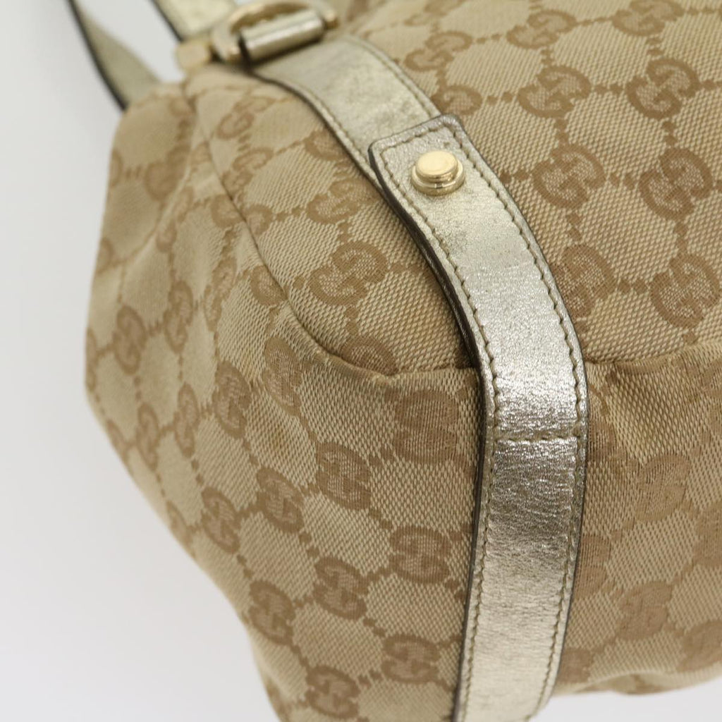 GUCCI GG Canvas Shoulder Bag Beige Silver 30333