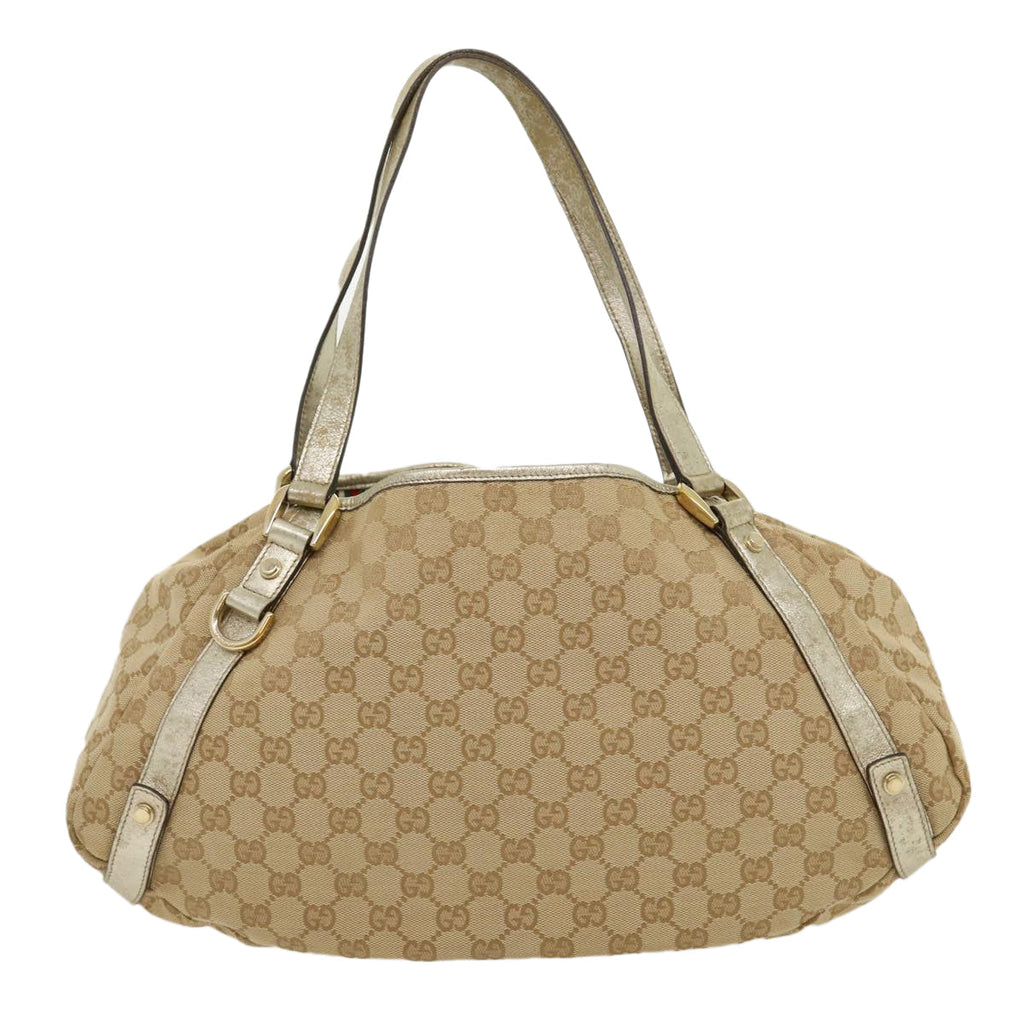 GUCCI GG Canvas Shoulder Bag Beige Silver 30333
