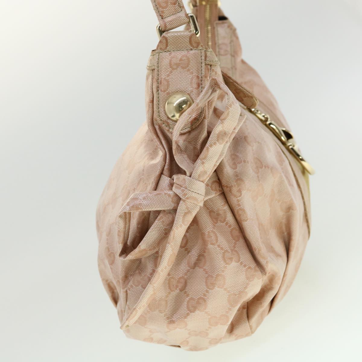 GUCCI GG Crystal Sherry Line Horse Bit Shoulder Bag Pink Gold 30337