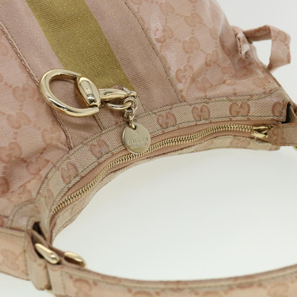 GUCCI GG Crystal Sherry Line Horse Bit Shoulder Bag Pink Gold 30337