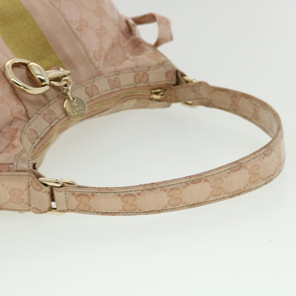 GUCCI GG Crystal Sherry Line Horse Bit Shoulder Bag Pink Gold 30337