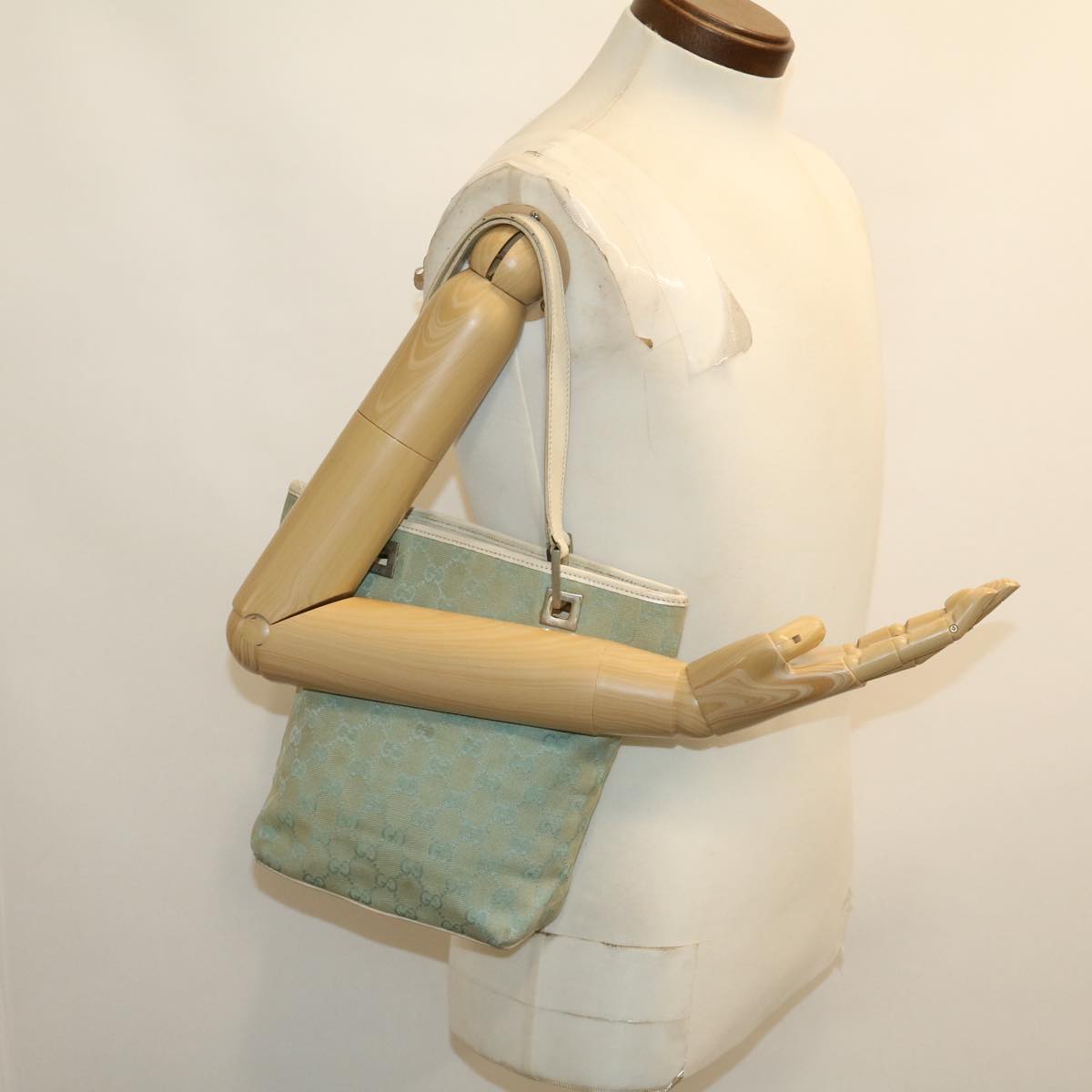 GUCCI GG Canvas Tote Bag Light Blue 30342