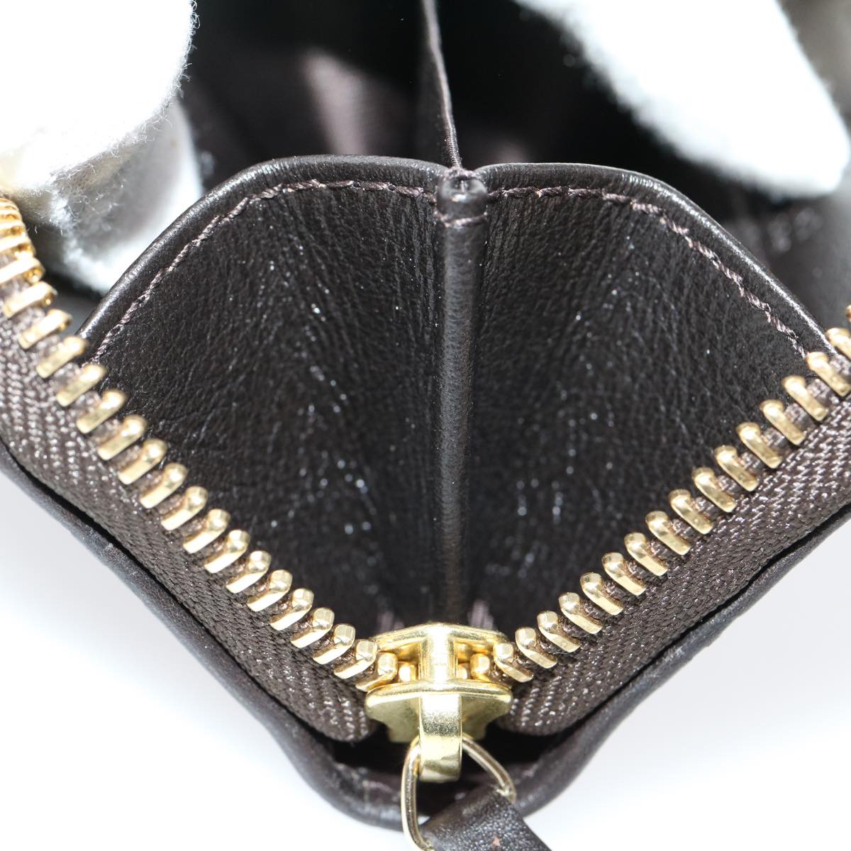 GUCCI GG Canvas Coin Purse Leather Brown 30350