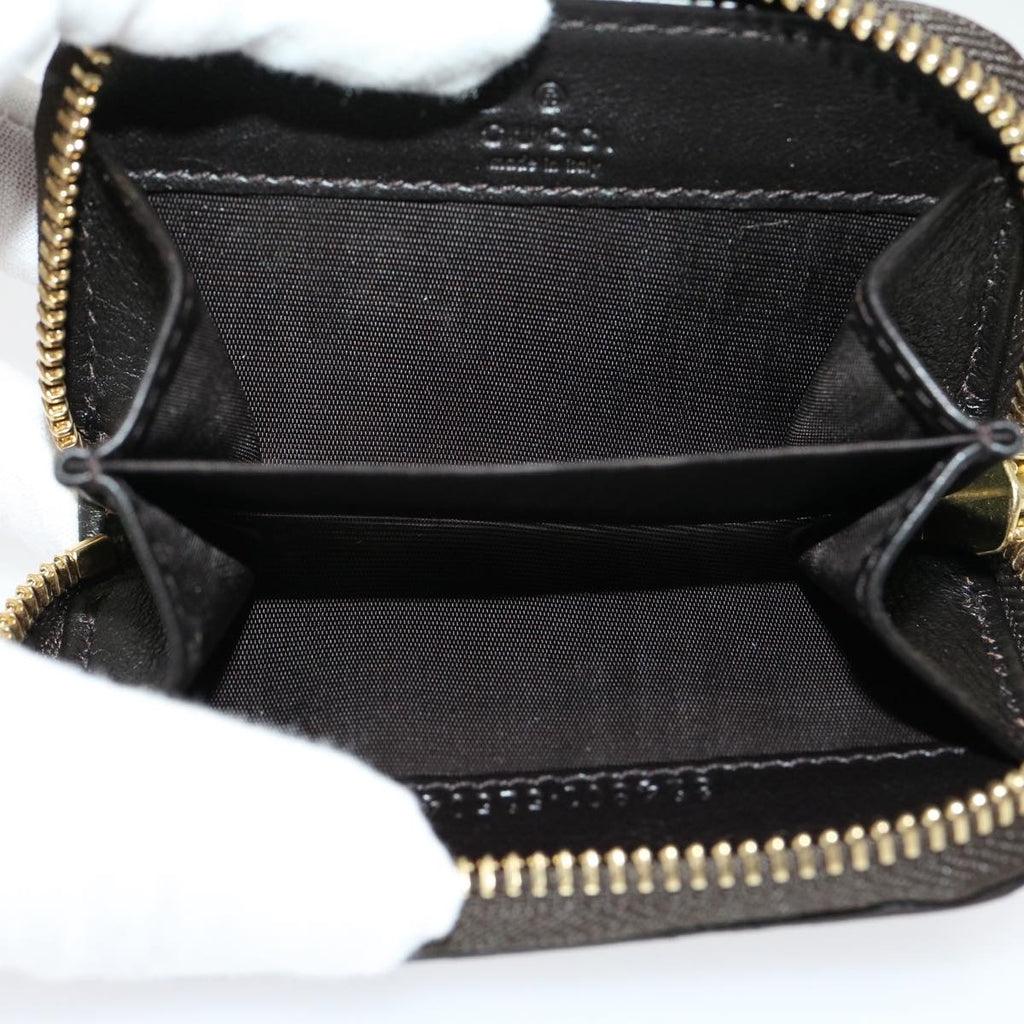 GUCCI GG Canvas Coin Purse Leather Brown 30350
