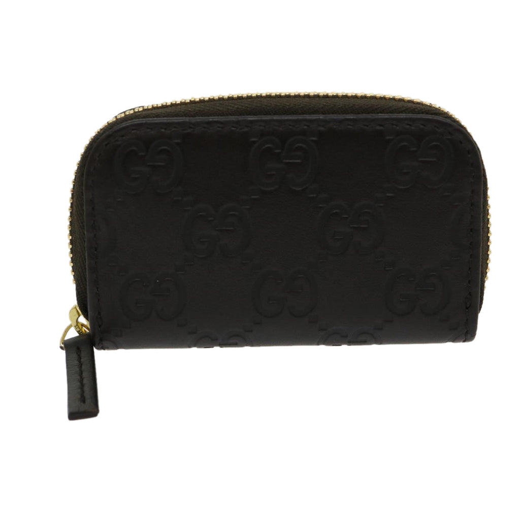 GUCCI GG Canvas Coin Purse Leather Brown 30350