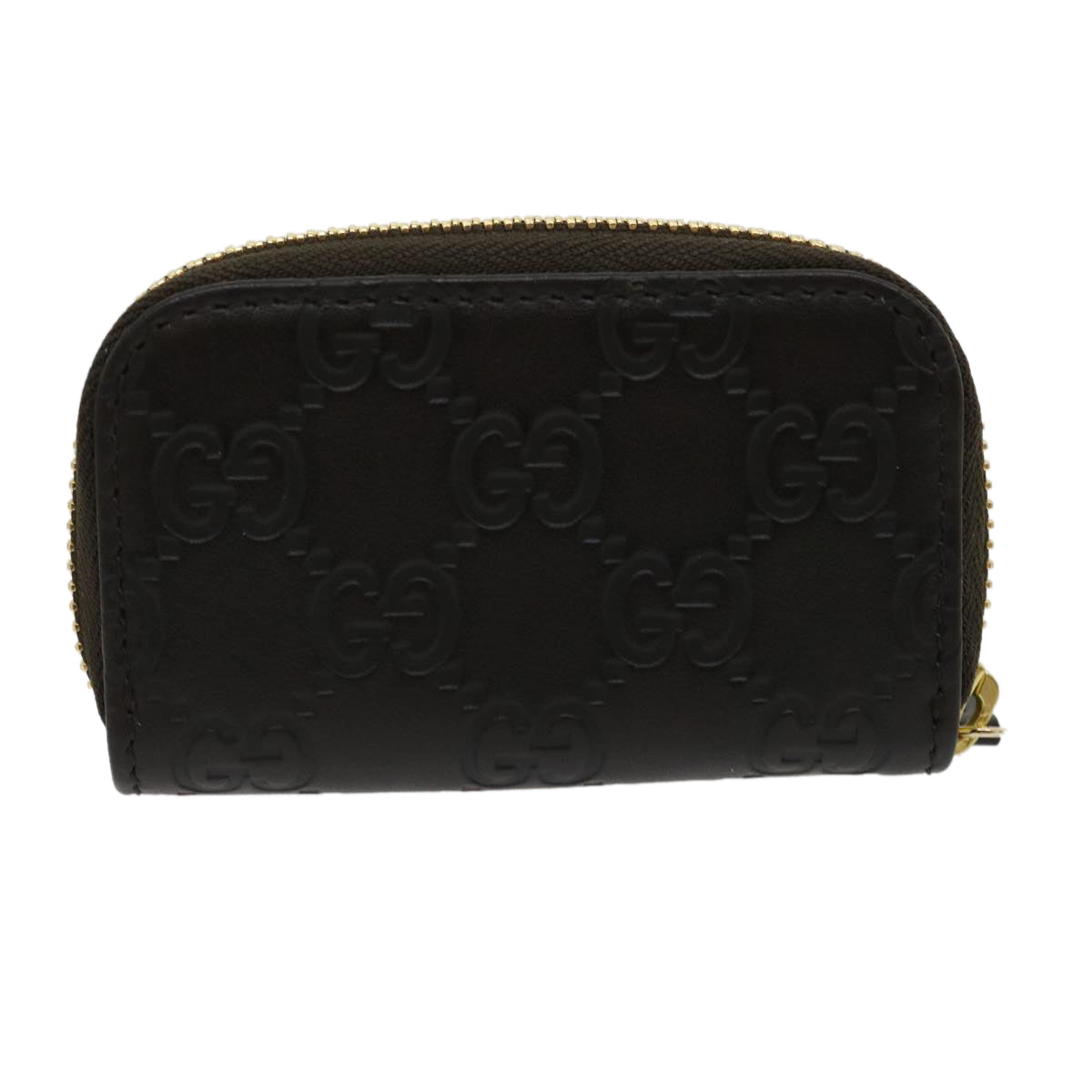 GUCCI GG Canvas Coin Purse Leather Brown 30350