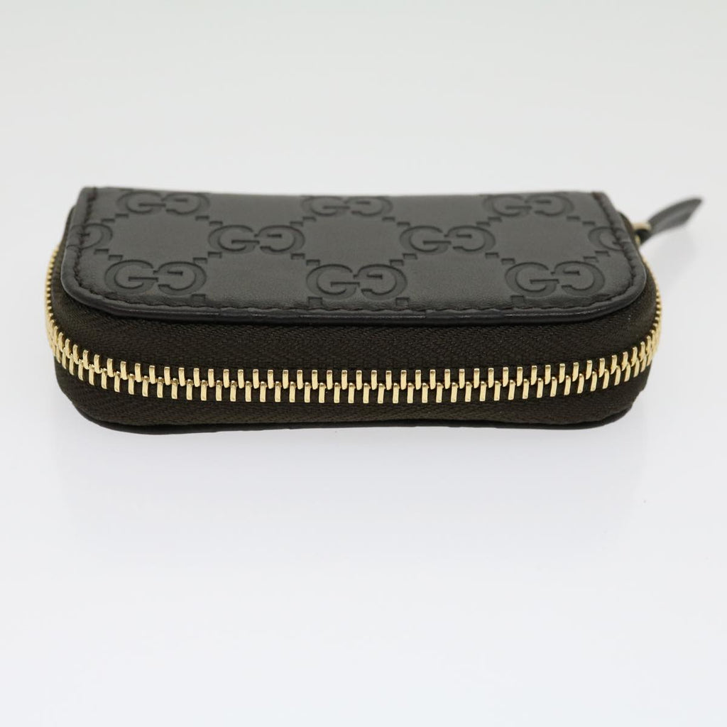 GUCCI GG Canvas Coin Purse Leather Brown 30350