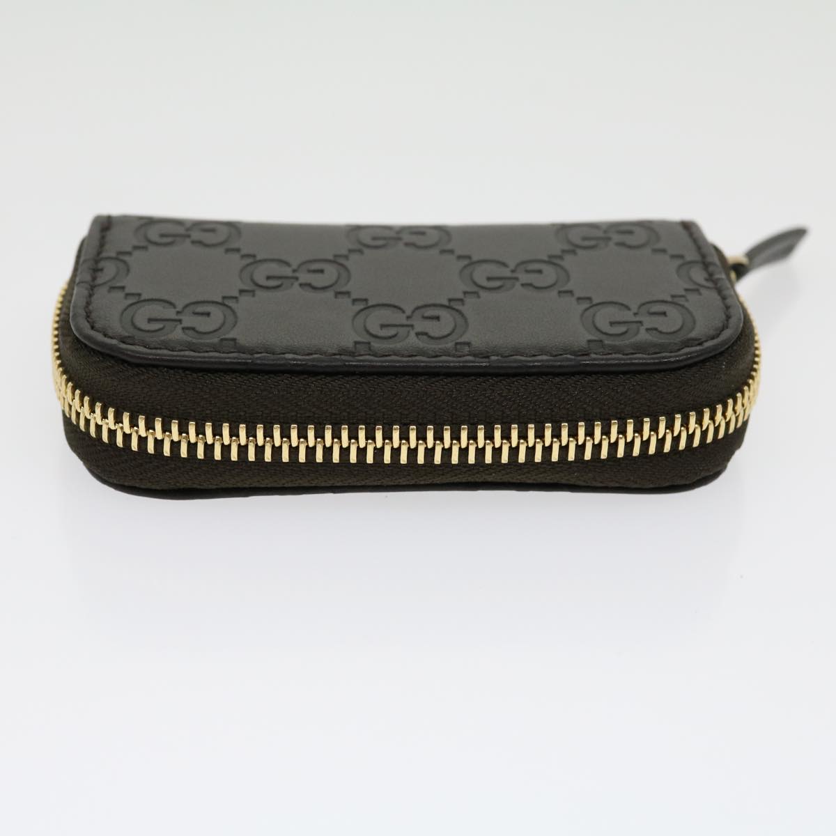 GUCCI GG Canvas Coin Purse Leather Brown 30350