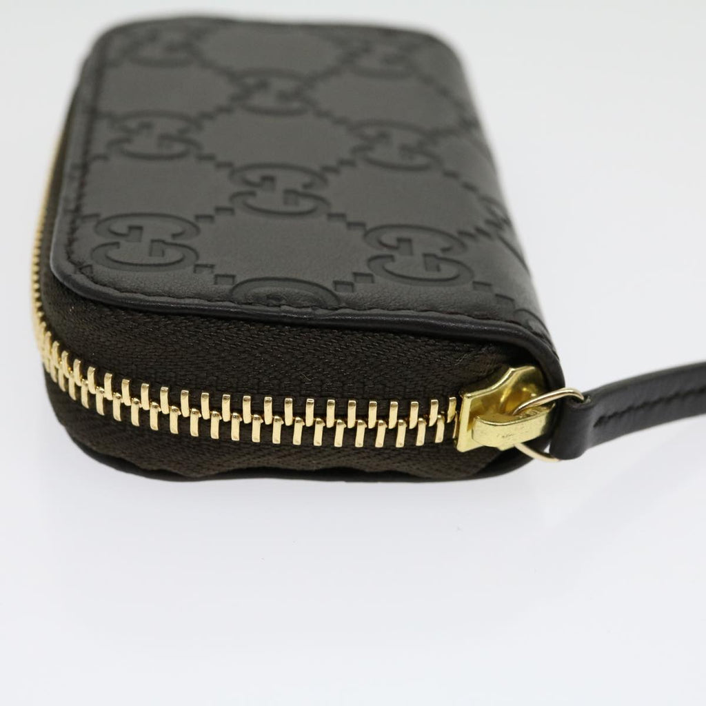 GUCCI GG Canvas Coin Purse Leather Brown 30350