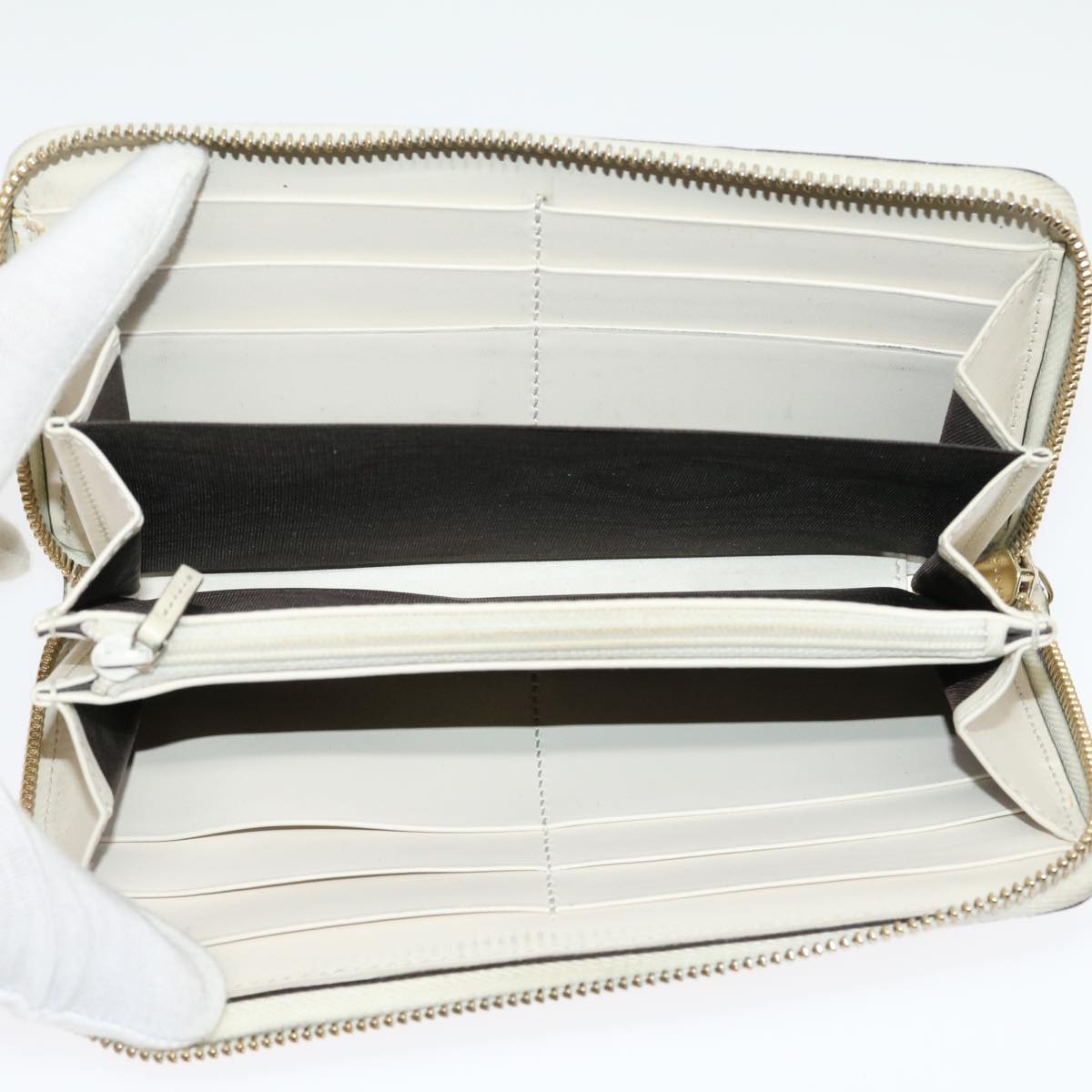 GUCCI GG Canvas Guccissima Long Wallet White 30393