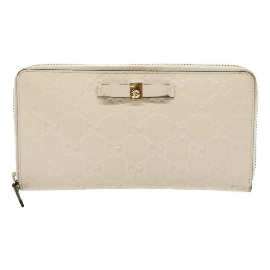 GUCCI GG Canvas Guccissima Long Wallet White 30393